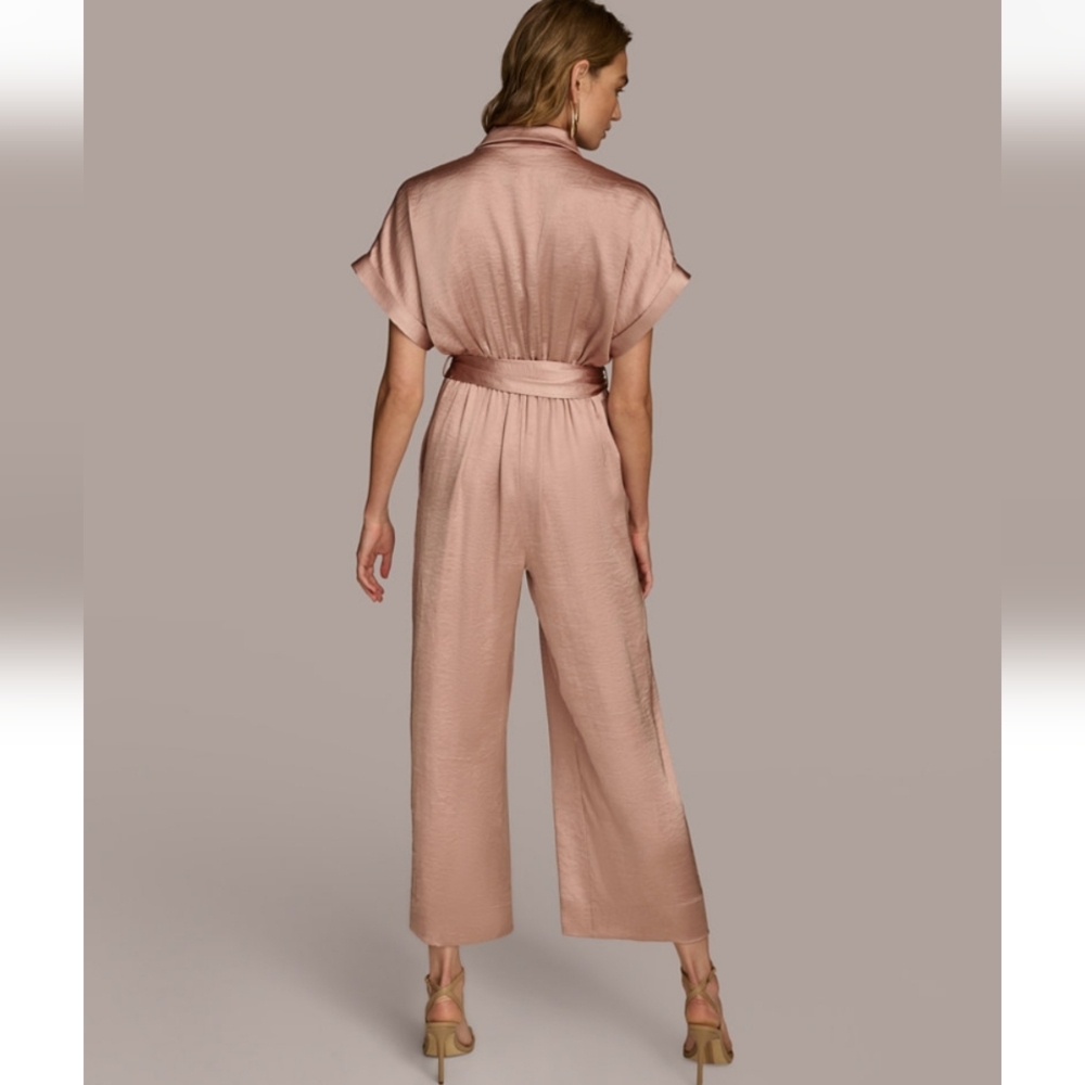 Donna Karan Blush Pink Satin Jumpsuit - Picture 3 of 10